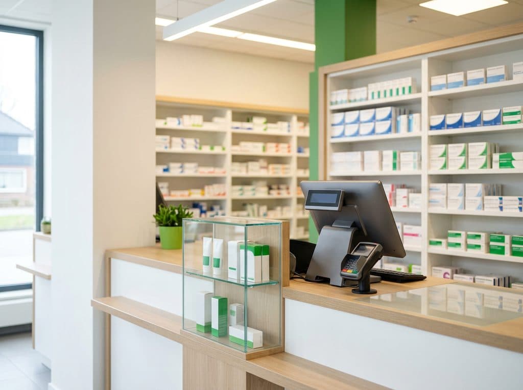 Mostrador de la farmacia y ortopedia en Monforte de Lemos